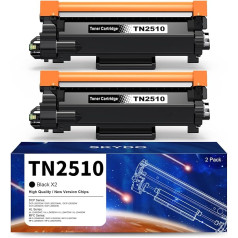 2 x TN2510 tonerio kasetė Suderinama su Brother Toner TN-2510 TN2510 juodos spalvos tonerio kasete, skirta Brother DCP-L2627DW DCP-L2620DW, Brother HL-L2400DWE HL-L2445DW, Brother MFC-L2835DW MFC-L2860DWE