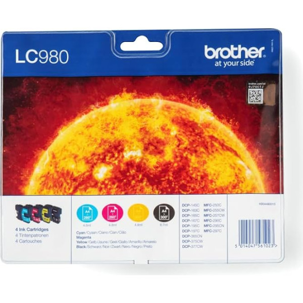 Brother LC980 Tintenpatrone, Multipack, schwarz/cyan/magenta/gelb