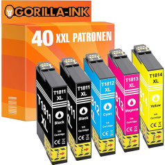 Gorilla Ink® Set 40 XXL tintes kasetne aizstāj Epson GI1631 GI1634 Workforce WF 2510 WF/WF 2530 WF/WF 2540 WF 2520 NF/2750 DWF WF/2760 DWF