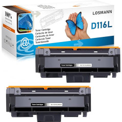 LOSMANN 2x melns toneris saderīgs ar Samsung MLT-D116L priekš SL Xpress M2835DW M2870FD M2870FW M2871FW M2875DW M2875FD M2875FW M2875ND M2876 M2885FW M2620D M2620D M266 20ND M2625D M2625F M2625F M2625FN