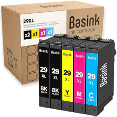 basink tintes kasetne, kas saderīga ar Epson 29XL, 5 iepakojums XP235 XP245 XP247 XP-255 XP-257 XP332 XP335 XP345 XP432 XP435 XP442 XP445 XP45