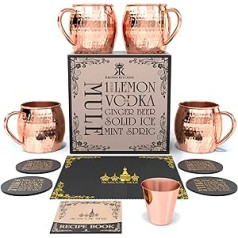 Krown Kitchen - Moscow Mule vara krūze | Krūze Hammered Cup Komplektā 4 | 16 unces