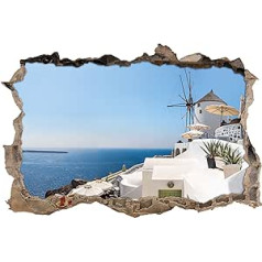 Pixxprint 3D_WD_1706_92x62 Idyllic City in Greece Wall Breakthrough 3D Wall Sticker Vinyl Colourful 92 x 62 x 0.02 cm