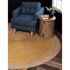 Aakriti Indian Boho Rag Rug, Cotton Handmade Patch Rug, Jute for The Living Room, Dining Room, Bedroom (Natural, 120 cm)