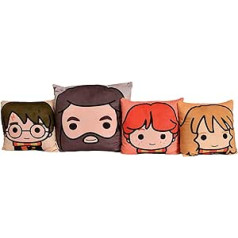 Elbenwald Harija Potera spilvenu komplekts 4-daļīgs Harry Hermione Ron Hagrid Chibi Style 30 x 30 cm un 40 x 40 cm