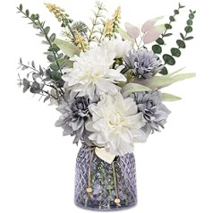 Silvotek Artificial Flowers in Pot - Artificial Flowers Table Decoration Living Room with Artificial Eucalyptus, Decorative Flowers Fake Flowers for Windowsill Decoration and Bedroom Decoration -