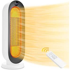 COOCHEER keraminis ventiliatoriaus šildytuvas, 2000 W 3 režimų termostato ventiliatoriaus šildytuvas, 12 valandų laikmatis, apsauga nuo posvyrio, 100° virpesių kambario šildytuvas namams ir biurui