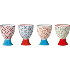 Bloomingville Emma Retro Egg Cup Diameter 5 x Height 7 cm Red Blue Orange Green Ceramic Set of 4