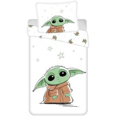 Jerry Fabrics F - Zvaigžņu kari - Baby Yoda - Divdaļīgs gultas veļas komplekts - Bērni - Segas pārvalks - Apgriežams - 140 x 200 cm - Spilvendrāna - 70 x 90 cm - 100% kokvilna