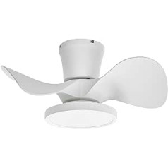 ocioc balts griestu ventilators, mazs, 55,88 cm griestu ventilators ar apgaismojumu, kluss griestu ventilators ar tālvadības pulti guļamistabai, griestu apgaismojums ar ventilatoru