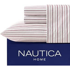 Nautica — Percale kolekcija — segas pārvalka komplekts — 100% kokvilna, kraukšķīga un vēsa viegla, mitrumu novadoša gultas veļa, 3 daļ. twin Coleridge Red