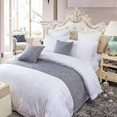 OSVINO Bed Runner Plain Series Polyester Vintage Bed Decoration for Living Room, Grey 210 x 50 cm for 150 cm Bed