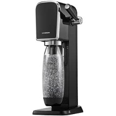 SodaStream Art Water Carbonator with CO2 Cylinder and 1 x 1 Litre Dishwasher Safe Plastic Bottle, Height 44 cm, Black, 44 cm