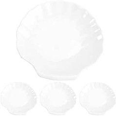 Cabilock 4pcs Shell Dish Western Plate Food Serving Tray Appetizer Tray para Mini Postres Condiment Dishes Ceramic Appetizer Plate Small Ceramic Dish Household Food Trays Mini Bowl