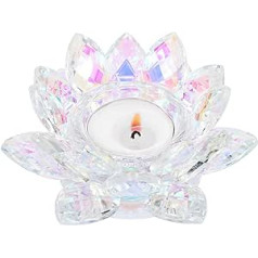 SUMTree Crystal Lotus sveču turētājs 4,5 collu statņa svecei, dekoratīva tējas svece, Lotus Votive svečturis, ziedlapu stila, ziedu tējas gaismas turētājs mājām, kāzām, dekorēšanai, AB krāsains