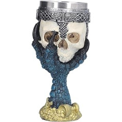 AUNMAS Skull Head with Claw Golbet, Dzeramais kauss Nerūsējošā tērauda viduslaiku skeleta kauss bāram Home Party White Skull Vīna viskija krūze Dragon Claw Double Walled Dzeramais kauss, zils, 200 ml