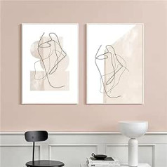 Sāras Djūkas Premium plakātu komplekts, Abstraktas ģeometrijas audekla attēli, Sienas attēli bez rāmja, Vintage plakāts, Boho sienas dekorējums guļamistabai un viesistabai (50 x 70 cm)