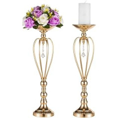 2 Pack Versatile Metal Flower Arrangement Candle Holders for Wedding Party Dinner Centerpiece Event Restaurant Hotel Decoration (1#Gold, 2 x L)