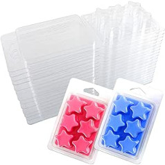 MILIVIXAY 50 Packs Pentagram Mould Clamshells for Tarts Wax Melting Containers - 6 Cavities Clear Empty Plastic Wax Moulds