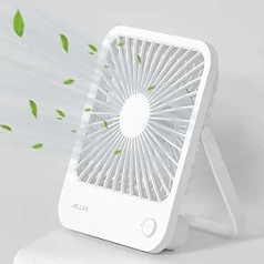 JISULIFE Table Fan Battery Rechargeable Fan, 4500 mAh 180° Foldable Portable Personal Fan, 4 Speeds Adjustable Long Battery Life for Home Office Travel White