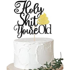 Xsstarmi 1 Pack Holy You are Old Cake Topper Glitter Priekā 30 40 50 60 gadu dzimšanas dienas kūkas izvēles dekorācija smieklīgai vecu dzimšanas dienu pensionāru ballīšu kūku dekorēšanai piederumi