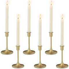 Romadedi Candle Holder Gold Taper Candles Christmas - Set of 6 Golden Candle Holders Taper Candle Metal for Wedding Table Decoration Advent Wreath Living Room Vintage Morden Decoration