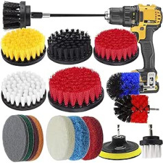 Vonderso Drill Brush and Scrub Pads, 18 Piece Power Scrubber Set with Long Reach for Kitchen, Bathroom, Shower, Carpet Cleaning, Grout Scrubbing and Tile Cleaning