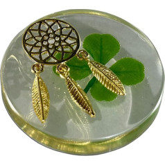 Īsts četru lapu āboliņš Lucky Charm Pocket Chip Konservēts 3,2 cm ietver metāla rotu (Dream Catcher)