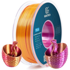 GEEETECH Tricolor Silk PLA filaments 1,75 mm, 3D printeru filaments 1 kg, zīdaini sarkans, zelts, violets, sarkans, zelts