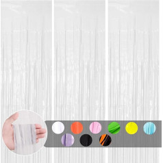 3 Pack Macaron White Tinsel Aizkari folijas aizkari folijas aizkaru apdare 1 x 2m pasteļfolijas durvju aizkari Shimmer Fringe aizkari puse fonu dzimšanas dienā vistu nakts kāzas