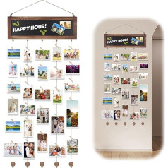 Longzhuo Picture Frame Collage Sienas apdare, attēlu dēlis fotogrāfijām, karājas foto displejs ar 30 klipiem, DIY foto dēlis sienai Mājas Biroja guļamistabas istaba Dorm Decor Birthday Party Dāvanas