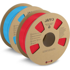 JAYO matēts PLA filaments 1,75 mm, 3D printera filaments PLA Mat 1,1 kg, glīti uztīts filaments, izmēru precizitāte +/- 0,03 mm, 1,1 kg spole (2,42 lbs), 2 gabali, kopā 2,2 kg, sarkans + gaiši zils