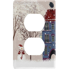 Sniegavīrs Putnu koks Sniegs Duplex Socket Cover Sienas plāksnes slēdža plates izmērs 1 Gang 7.4 x 11.7 cm Ziema Merry Christams Xmas rotājumi