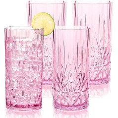 BELLAFORTE 4 Pack Tritan Tumblers Tall 530ml Myrtle Beach dzeramā glāzes Nesadalāms plastmasas dzeramā glāzes dāvanām Puses Jaungada BPA bezmaksas trauku mazgājamā mašīnā rozā krāsā