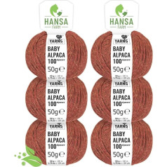 Hansa-Farm 100% bērnu alpakas vilna 25 krāsās - 300 gramu komplekts DK (dubultā adīšana) (6 x 50 g) - 1. 100% alpakas vilna, ko var mazgāt mašīnā - vēl mīkstāka, nesaskrāpē un izturīgāka - alpakas vilna adīšanai un tamborēšanai.