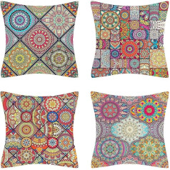 Spilvenu pārvalks 50 x 50 cm Boho Mandala Āra spilvens Dīvāna spilvens Dekoratīvs spilvena pārvalks Kokvilnas lina lina hipiju bohēmas ģeometrijas raksts Spilvenu pārvalki dīvānam Guļamistaba Grāmatu veikals Klubs Birojs Komplekts