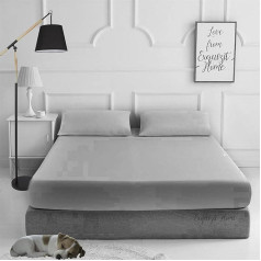 EXQUIZIT HOME Plain Fitted Sheet ar atbilstošiem 2 spilvendrānām Polikotton Percale Easy Care Small Double 4ft