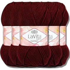 Hobby YARN Lavita Natali 5 x 100 g, 100% akrils, 100% akrila dzija adīšanai ar rokām, gluda | dzija, bērnu vilna, adāmpavedieni, bērnu vilna, tamborēšanai, adīšanai (9572)