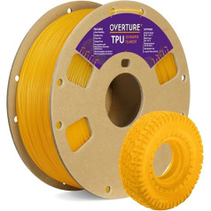 Overture TPU filaments, 1,75 mm, elastīgs TPU rullītis, 3D printera palīgmateriāli, 1 kg spole, izmēru precizitāte +/- 0,05 mm (dzeltens)