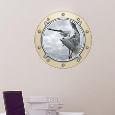 Ambiance-Live WALL DECALS Seagull In Porthole, 50 x 50 см