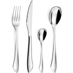 Amefa INSTINCT Cutlery Set for 6 People, 24 Pieces, Stainless Steel 18/0 Highly Polished, 6 x Table Forks, Table Knives, Table Spoons and Coffee Spoons, Dishwasher Safe and Rustproof, Cutlery Set