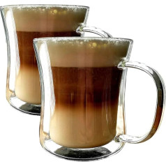 MAMMOTH 2 x 350 ml dubultsienu karstumizturīgs glāze kafijai Latte Cappuccino Macchiato Flat White Tēja Alus Atdzesēti dzērieni Saldējums