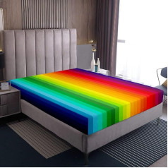 Rainbow Fitted Sheet 90 x 200 cm krāsains svītrām Fitted Sheet daudzkrāsains Rainbow Microfibre gultas pārklājs bērniem zēniem pusaudžiem Fitted Sheet meitenēm sievietēm Light Rainbow Fitted Sheet