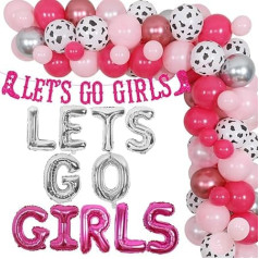 Cowgirl Bachelorette Party Supplies Hot Pink Lets Go Girls Banner Balloon Garland Kit ar Disco Ball Ring Decor Nashville Bridal Bachelorette Party Dekorācijas sievietēm Cowgirl