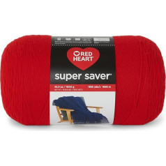 Red Heart Super Saver 1000g Cherry Red dzija - 1 iepakojums 998g - 100% akrils - #4 Worsted (vidēja izmēra) - 1800 jardu - adīšanai, tamborēšanai, rokdarbiem un amigurumi