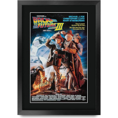 HWC Trading A3 FR FR Back to the Future 3 Movie Poster Cast Signed Gift Framed Printed Autograph Christopher Lloyd Michael J Fox Gifts Photo Picture Display Print