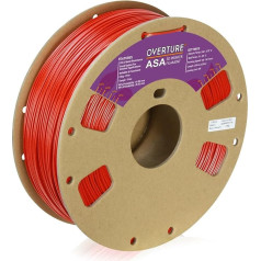 OVERTURE ASA filaments 1,75 mm, spole 1 kg, izmēru precizitāte +/- 0,03 mm, 3D printeriem (Diamond Red)