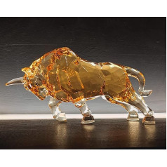 DARMOMOON FengShui Wall Street Bull Statue Akrila buļļa figūra skulptūra Mājas biroja galda dekoratīvais ornaments 8,5 collu L (Amber)