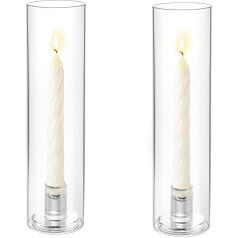 Hurricane 2 Pack Clear Glass Taper Candle Holders Tall Candle Holders galda dekorēšanai Kāzu svinību pasākumu dekorēšanai