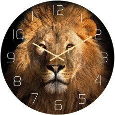 Healifty Lion Animal Digital Timer sienas pulkstenis, Non Ticking Silent Non Ticking Dekoratīvs sienas pulkstenis guļamistabai Dzīvojamā istaba Biroja dekorēšanai bez akumulatora Arbūzu dekors